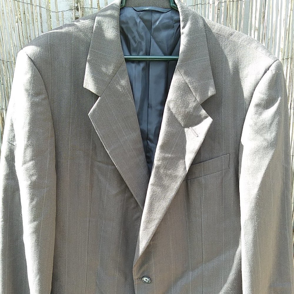 Hickey Freeman Men's Wool Gray Pinstripe Suit Jacket Blazer - 42L